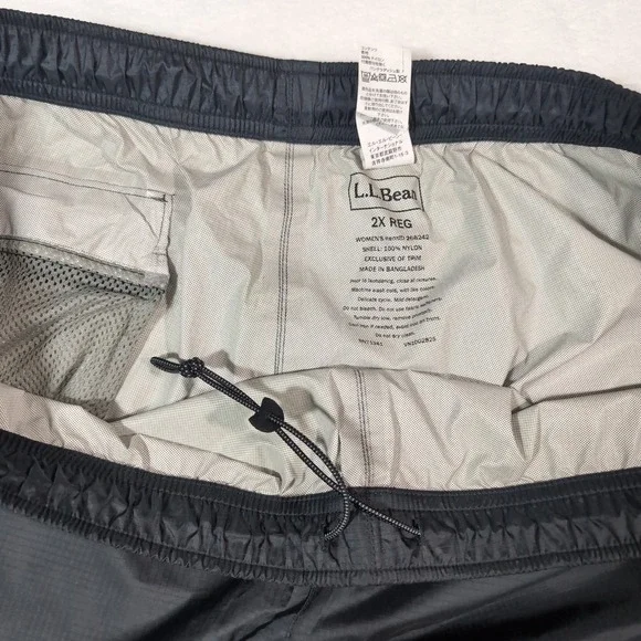 LL Bean TEK 2.5 Rain Pants Womens 2X Reg Black Ripstop Waterproof Hiking 268242 - Picture 10 of 11